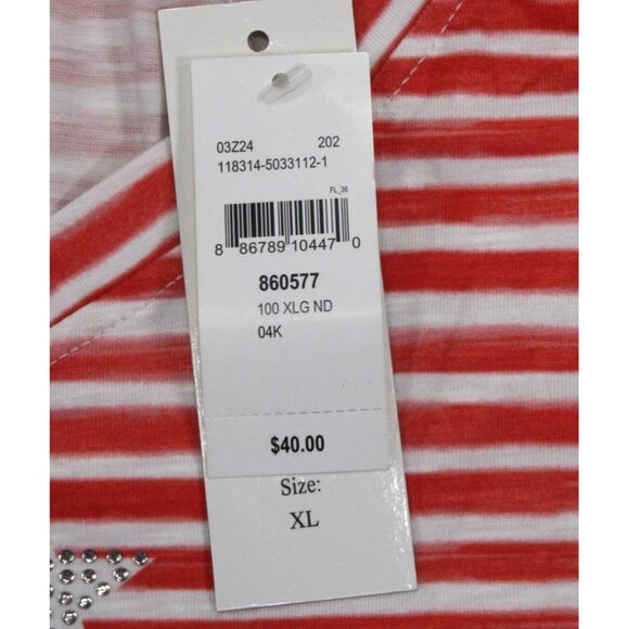 NWT Thomas & Olivia Womens V-Neck Striped Star Studded Short Sleeve T-Shirt XL - Picture 5 of 10
